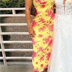 Hello Molly Yellow and Pink Floral Maxi Dress